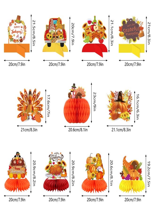 Bolake 11 Pack Thanksgiving Honeycomb Centerpiece Fall Party Decorations Supplies 3D Autumn Fall Thanksgiving Centerpieces for Tables Happy Friendsgiving Thanksgiving Party Decorations Supplies - Image 2